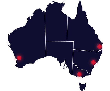 Map of Australia highlighting key locations for Bigfish services.